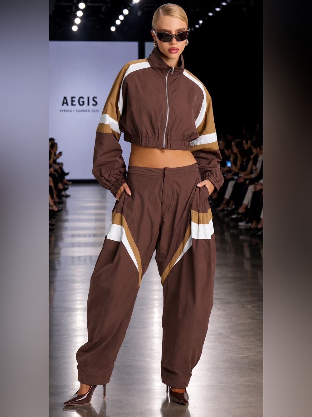 Y2K Cropped Windbreaker Barrel Leg Set